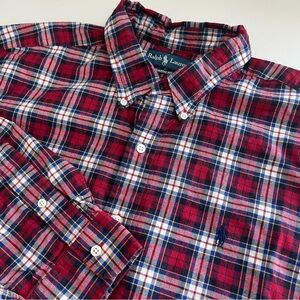 Ralph Lauren Men’s Classic Fit Red‎ Plaid Long Sleeve Button Down XL